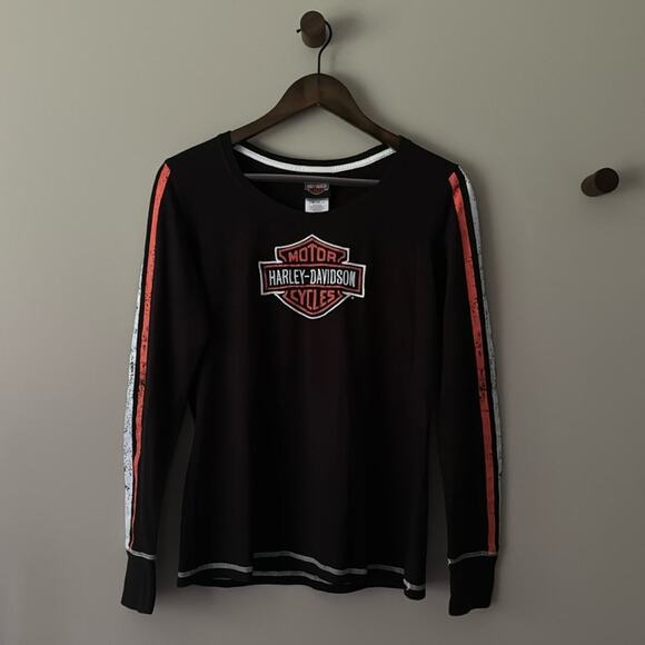 HARLEY DAVIDSON LONG SLEEVE THUMB HOLES & STRIPES Z&M GREENSBURG PA SIZE LARGE - Picture 1 of 8